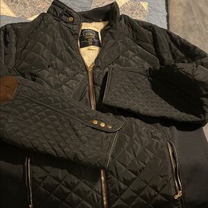 Cavalini Black Quilted Men's Jacket with Brown Accents